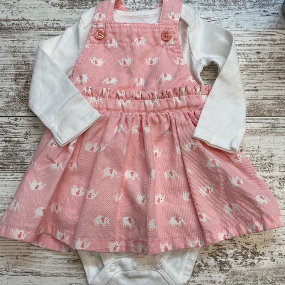 Carter's Pink and White Elephant Print Matching Set